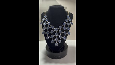 For The Wives! Aqua Blue Bib-Style Elegant Evening Necklace! Sparkling and Stunning!