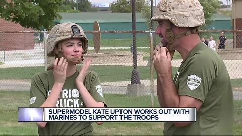 Supermodel Kate Upton works out with Marines to support the troops