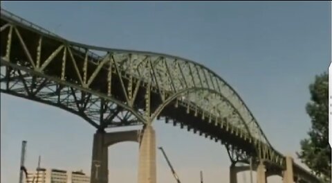 The Burlington Skyway construction in 1986