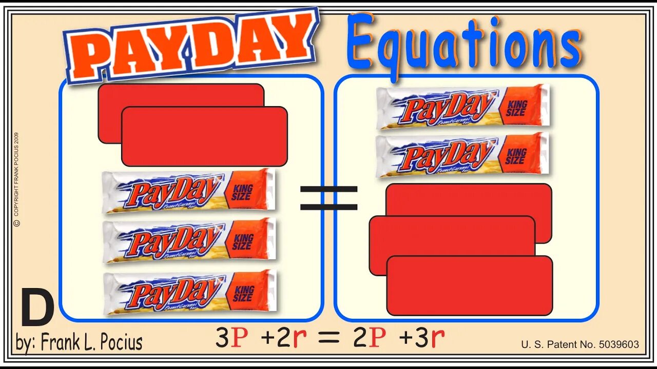 VISUAL PAYDAY 3P+2r=2P+3r EQUATION _ SOLVING BASIC EQUATIONS _ SOLVING BASIC WORD PROBLEMS