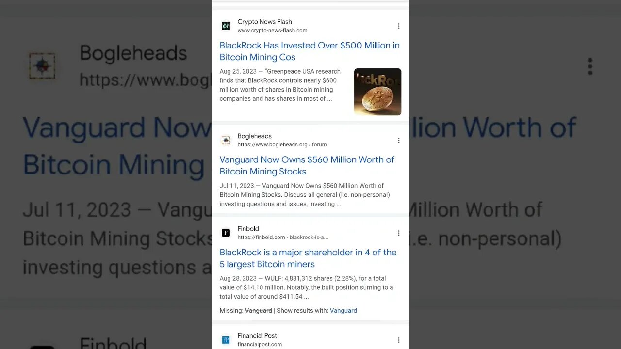BlackRock And Vanguard Have Over A $Billion Invested In Bitcoin Mining Stocks🤯