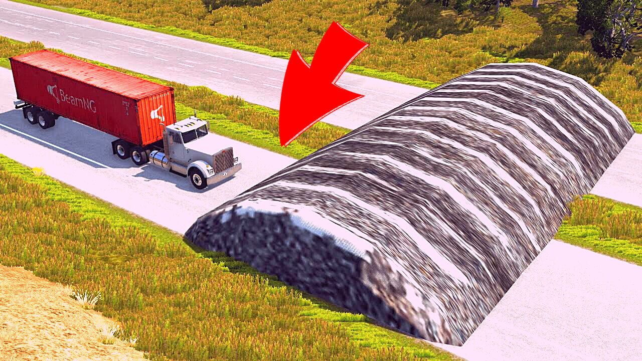 Cars vs Giant Speed Bump - BeamNG.Drive