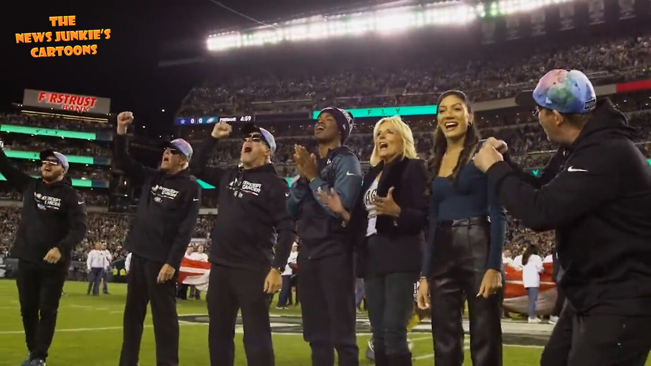 Jill Biden and her handlers pretend they can't hear the entire stadium is booing and chanting: "FJB!"