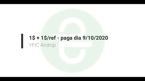 Finalizado - Airdrop - YFIC - 1$ + 1$ - 29/10/2020