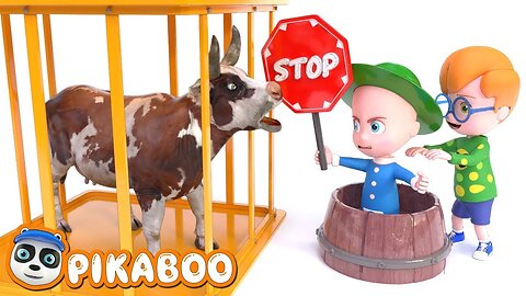 BABY CATCHING WILD COW | Animals Cartoon for Kids | Pretend Play with Wild Animals