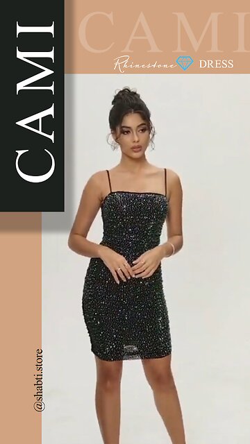 Rhinestone💎Square Neck Cami Dress🖤