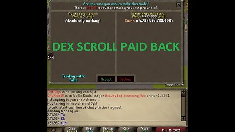 Scammed Dex Scroll - Paid Back via RuneWatch - HerraKadetti (OnePlus10) + TuttiCapi [11-5-2021]