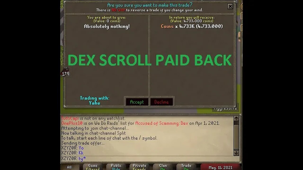 Scammed Dex Scroll - Paid Back via RuneWatch - HerraKadetti (OnePlus10) + TuttiCapi [11-5-2021]