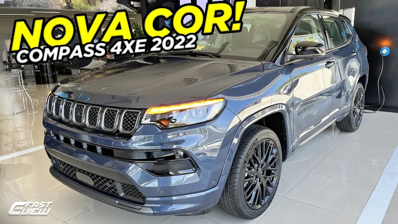 NOVO JEEP COMPASS S 4Xe 1.3 TURBO HÍBRIDO PLUG-IN 2022 AZUL POR R$349 MIL CUSTA QUASE UMA BMW X3!