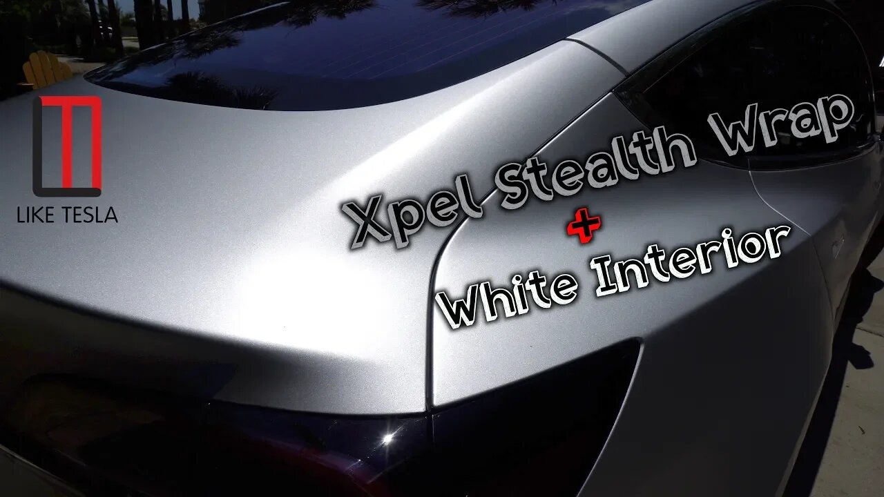 Stealth Wrapped Tesla Model 3 + White Interior!