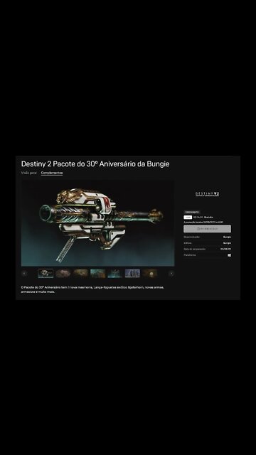 Jogo Grátis na Epic Games: Destiny 2 + Pacote de 30º aniversário
