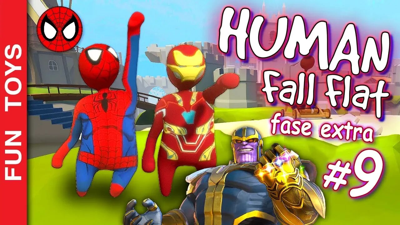 Human Fall Flat #9 - Homem de Ferro e Homem-Aranha Invadindo uma base secreta de THANOS!!! 😂 EXTRA