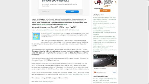 2020 Microsoft Announces Direct3D 12 For Linux ( WSL2)