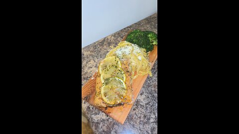 Honey Glazed Salmon W/ Lemon pasta & Broccoli