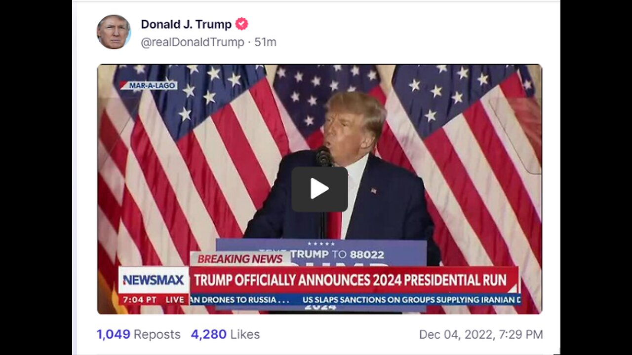 Donald J Trump TS post Dec 04, 2022, 7:29 PM