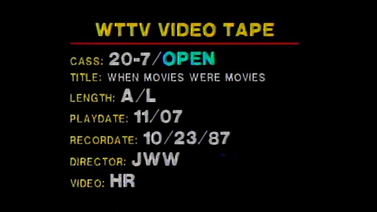 October 23, 1987 - Host Dave Smith Tapes Final 'When Movies Were Movies' Segments