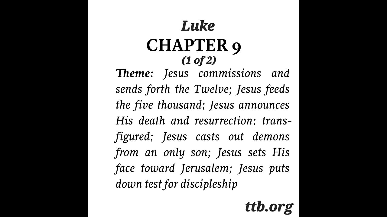 Luke Chapter 9 (Bible Study) (1 of 2)