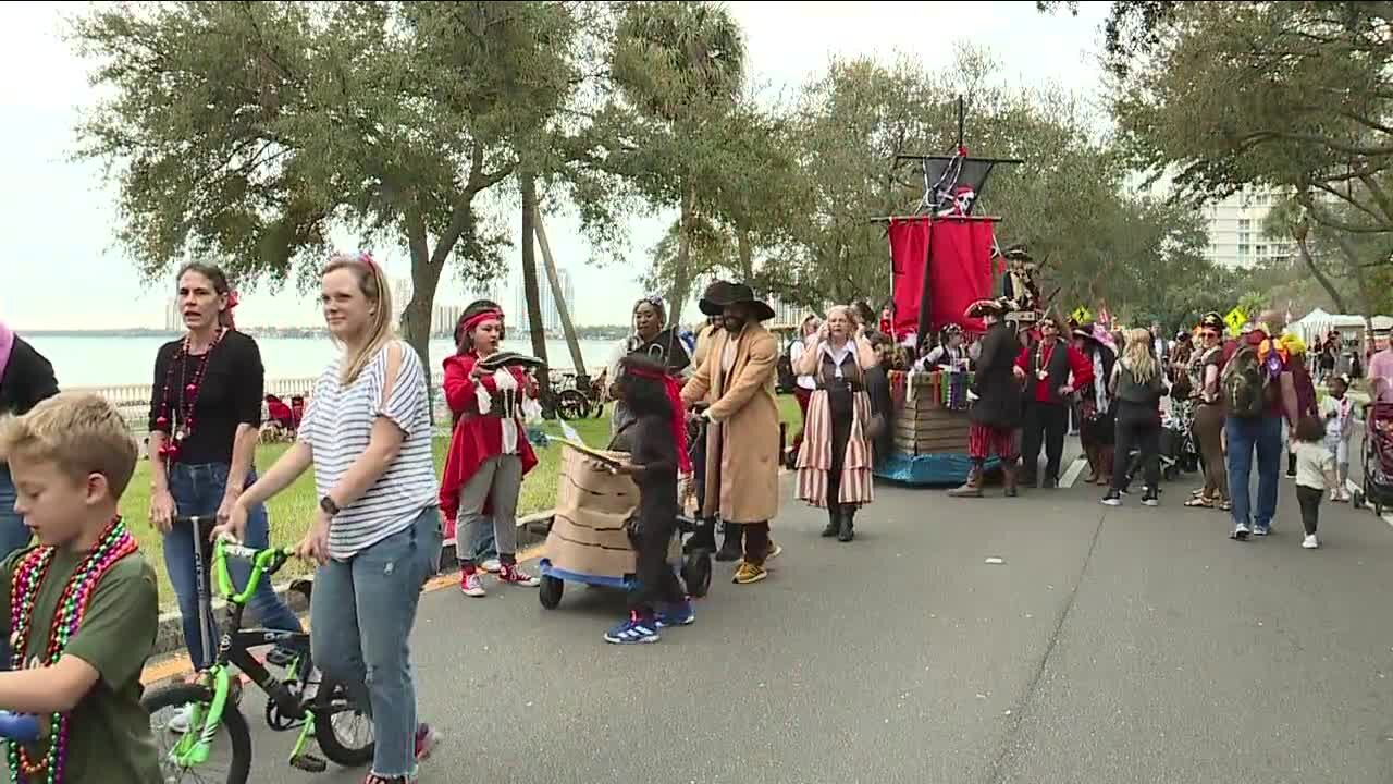 Thousands of families crowd Bayshore Boulevard for the annual Children's Gasparilla Parade