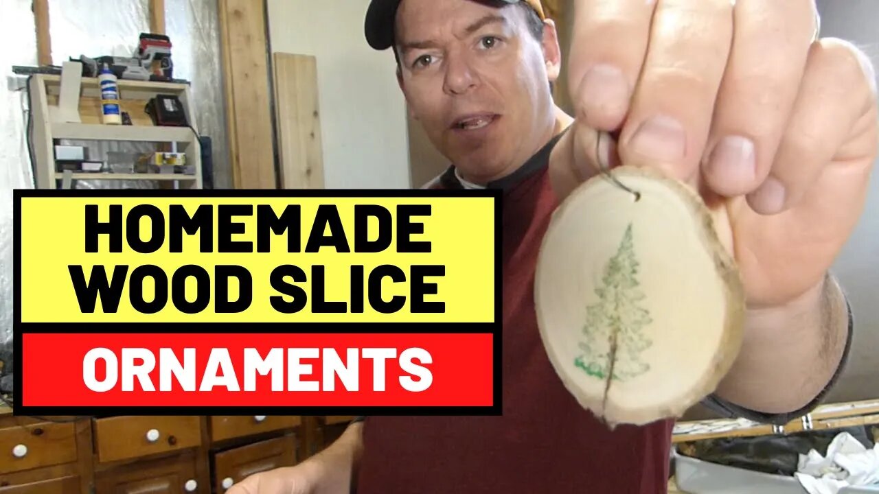 #127 DIY Wood Slice Ornaments Using Rubber Stamps [Full Process From Log To Ornament]