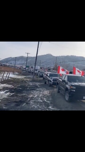 Another Convoy Arrives At The Border Between Washington State And British Columbia