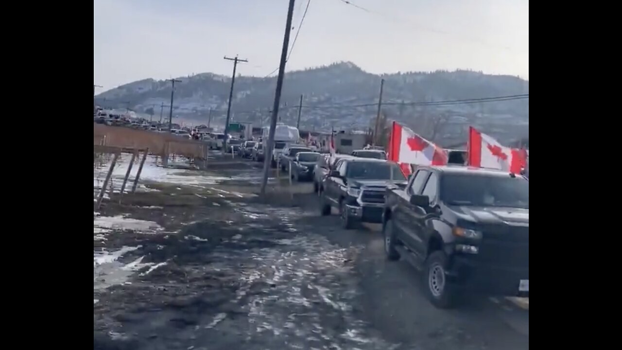 Another Convoy Arrives At The Border Between Washington State And British Columbia