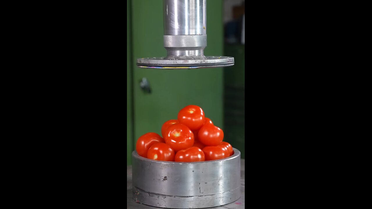 Tomato vs 150 ton hydrolic pressure #hydrolicpressure #crushing #satisfying #virals