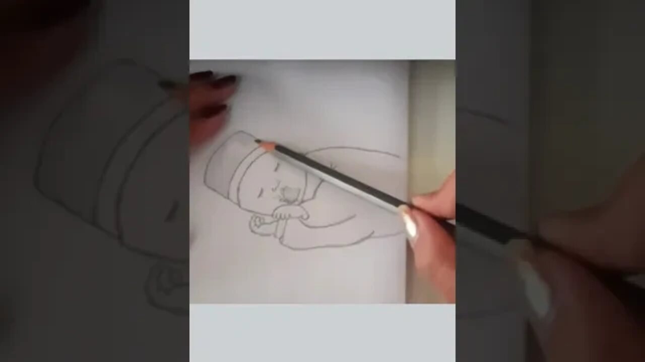 Sleeping Baby Pencil Drawing l Cute Baby with Butterfly Sleeping Drawing #shortsvideos #babydrawing