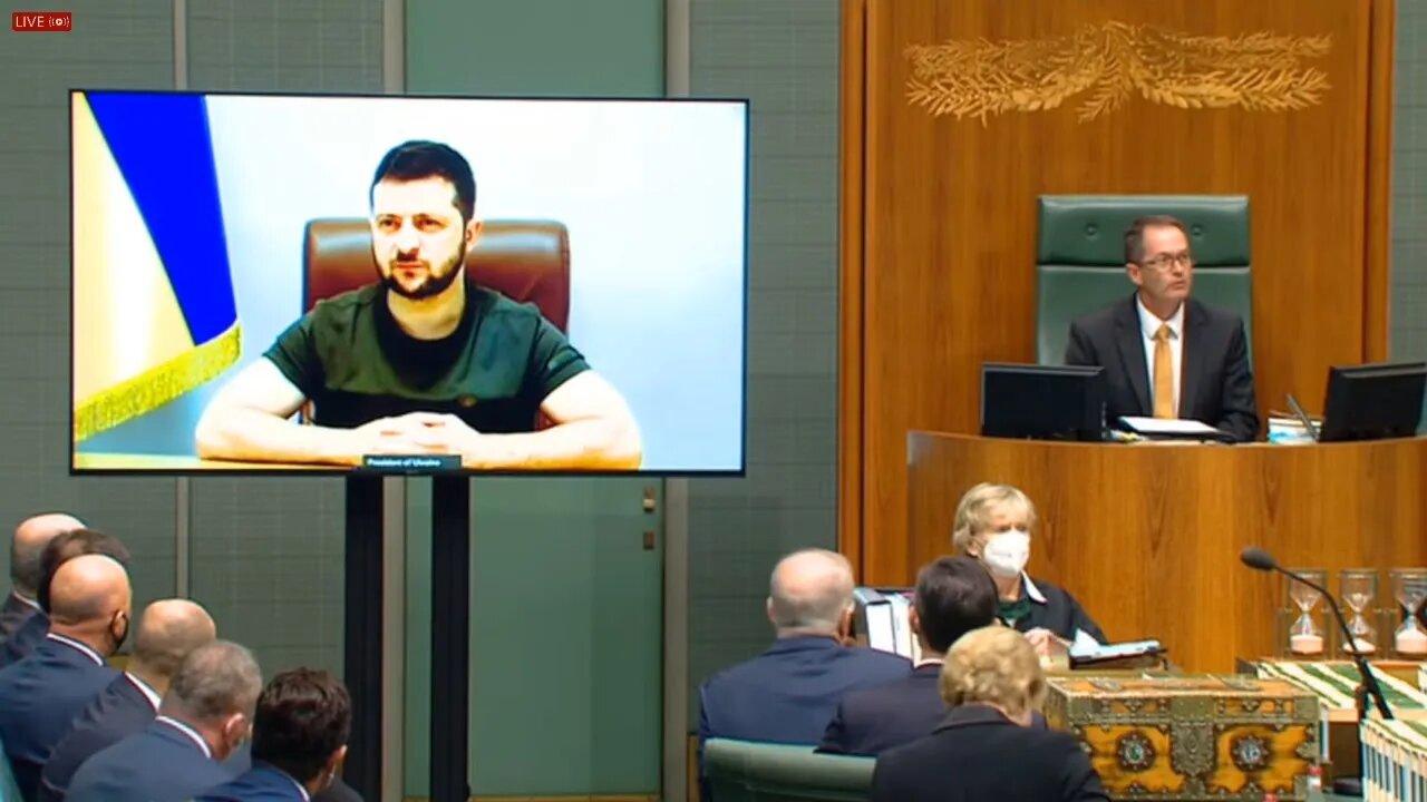 Ukrainian President Volodymyr Zelenskyy Addresses Australian Parliament