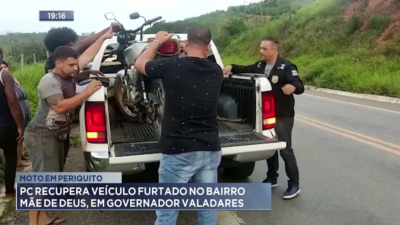 Moto em Periquito: PC recupera veículo furtado no bairro Mãe de Deus, em Gov. Valadares