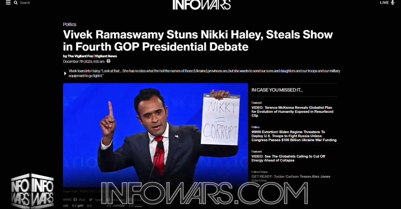 Vikek Ramasamy on Alex Jones. After massive take down