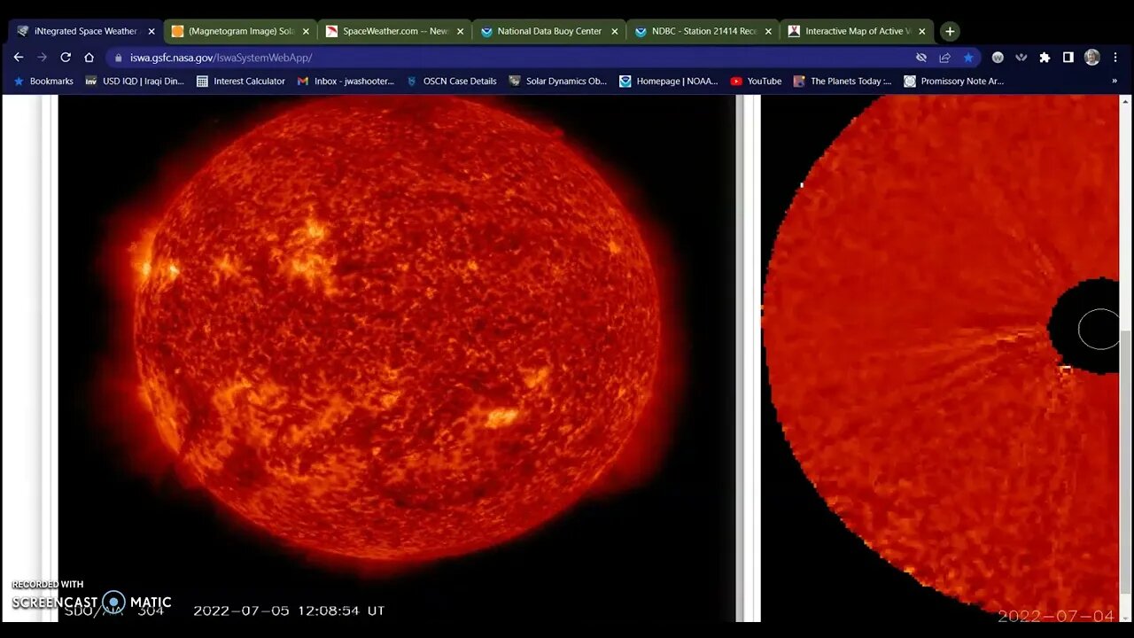 M-class Flare, CME, Tsunami Bouy near Sitka Volcano, CERN 07-05-22
