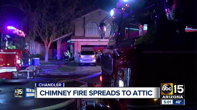Chimney fire extends to attic in Chandler