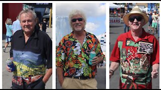 Summerfest fashion: Hawaiian shirts, cargo shorts, and white sneakers