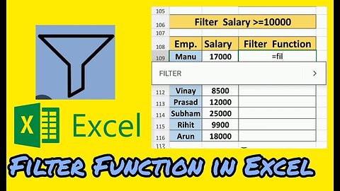 How to Use Filter Function in Excel #filter