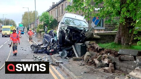 Shocking moment HGV truck smashes into three vehicles leaving scene of “absolute carnage”