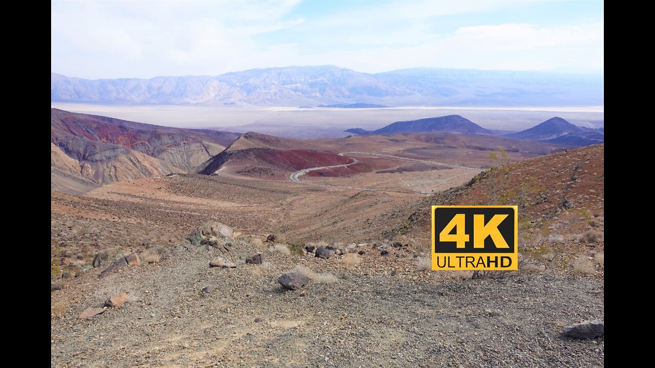 4K Driving to the Father Crowley Overlook / Vista Point in Death Valley National Park.