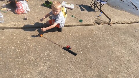 Logan goes fishing