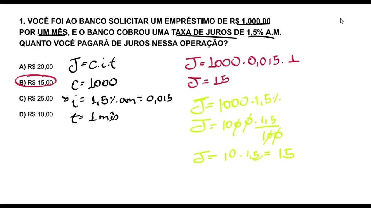 Questão 1 - Verificando Aprendizado - Modulo 1, tema 1 - Matemática Financeira