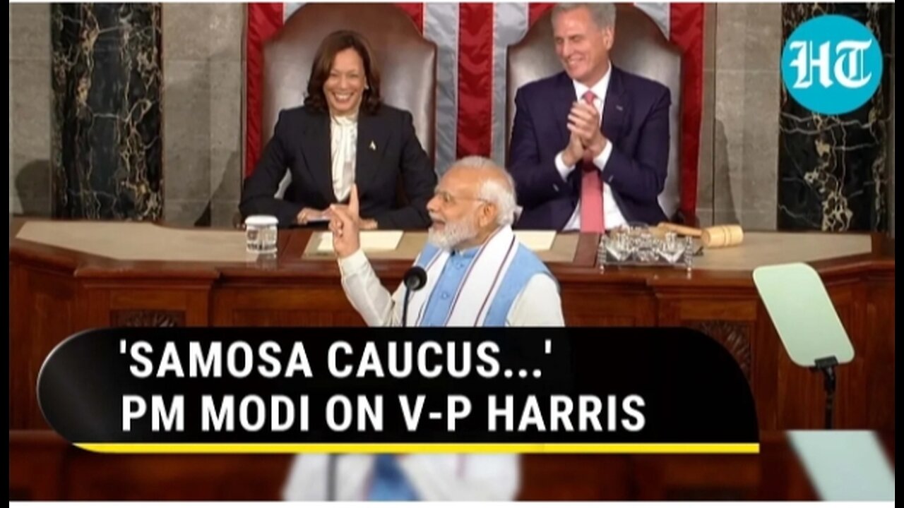 Kamala Harris Bursts into Laughter after PM Modi's this Comment at U.S. Congress | Watch