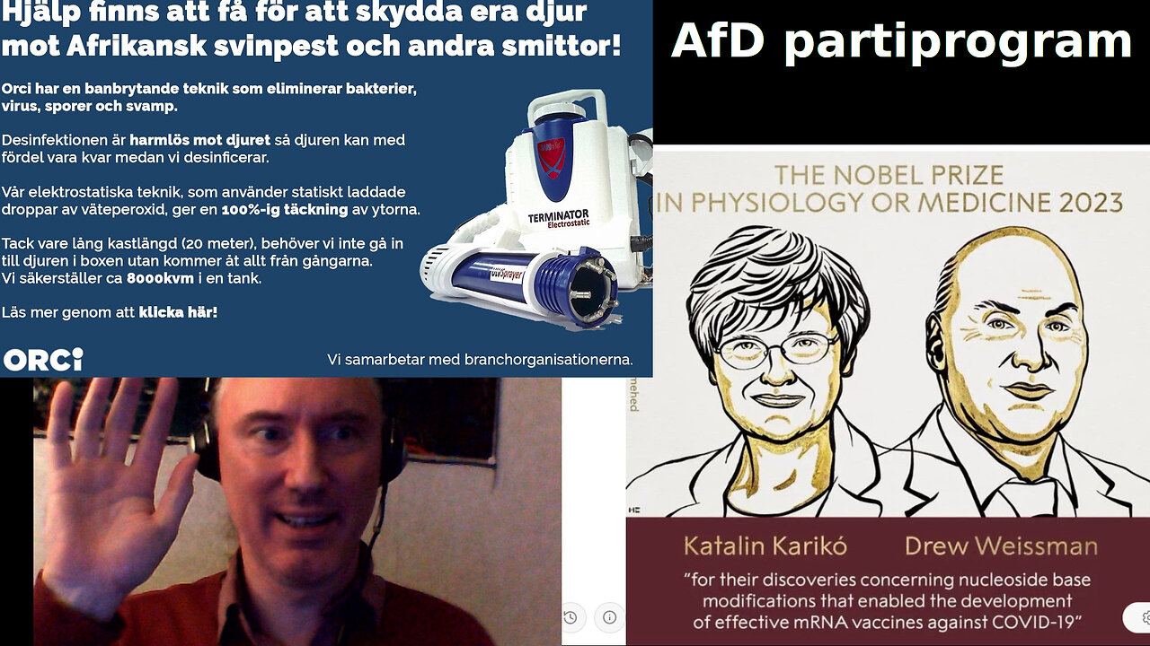 Nobels pris till Pfizers minne. AfDs partiprogram. Svinpesten. Slånbärsvin
