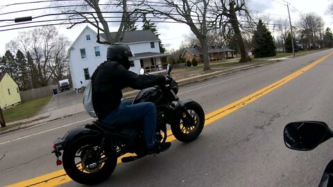 First ride of 2021. Suzuki Gsxr 750, honda Rebel 500