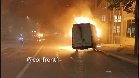 Vehicles on fire in Mareiles France