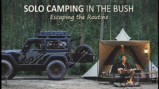 SOLO CAR CAMPING in RAIN [ Relaxing under tarp, Jeep 4x4 Camper ]