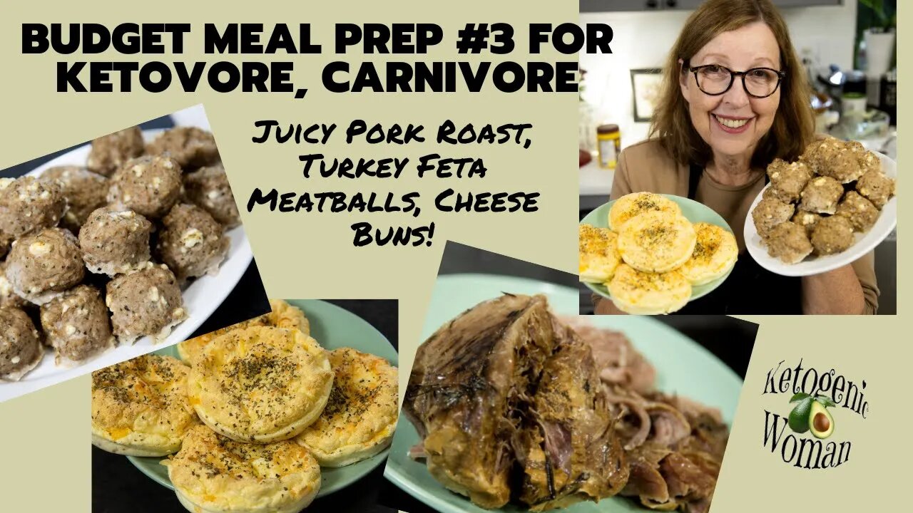 Budget Meal Prep | Juicy Tender Pork Roast, Turkey Feta Meatballs, Cheese Buns NO Egg White Powder