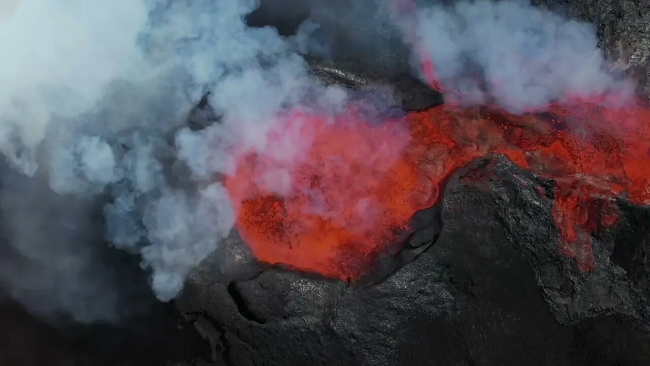 Volcano Eruption - Aerial View