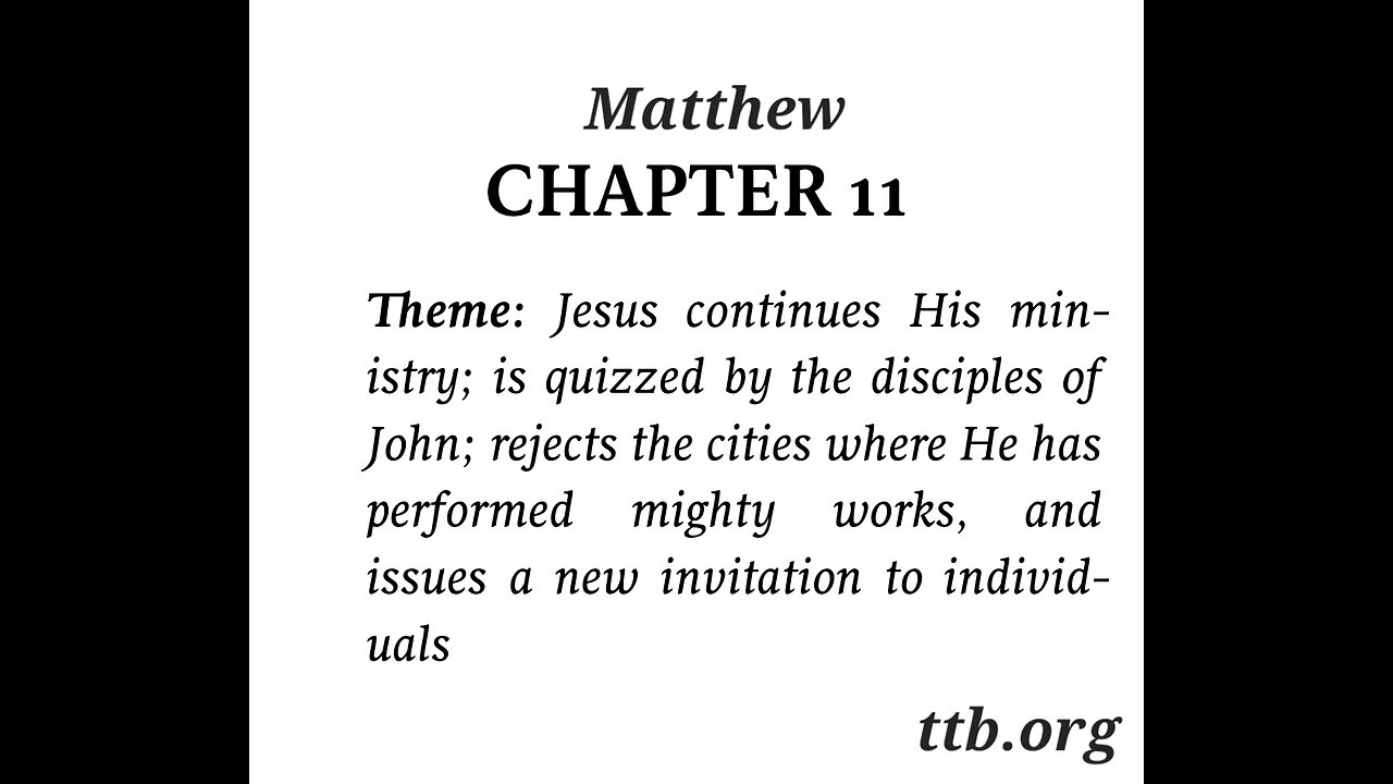 Matthew Chapter 11 (Bible Study)