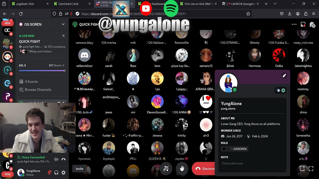 Yung Alone discovers Tyler (Josuke) in Fight Night Discord Call 4