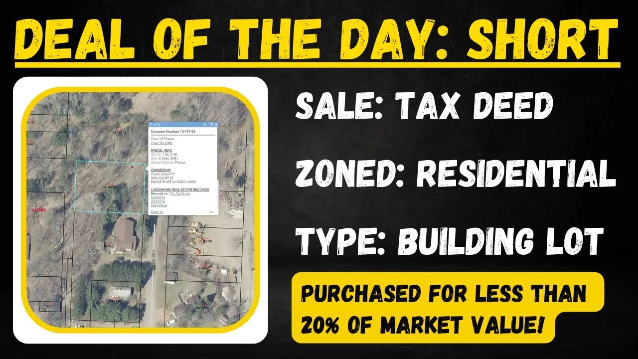 $25,000 TAX DEED LOT SELLS FOR $3650: DEAL OF THE DAY!