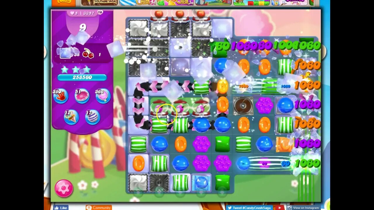 Candy Crush Level 3257 Talkthrough, 18 Moves 0 Boosters