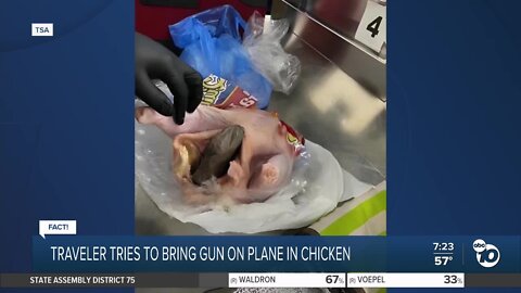 Fact or Fiction: Passenger tries to sneak gun onto plane in raw chicken?